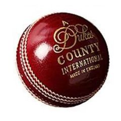 DUKES 4PC COUNTY INTERNATIONAL RED CRICKET BALL